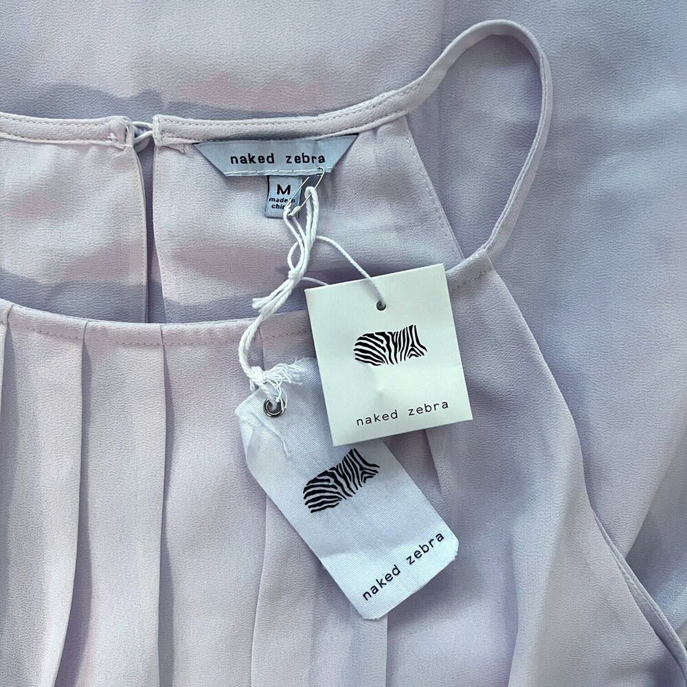 NWT Naked Zebra Lavender Sheer Chiffon Lined Halter Skater Dress Women's Medium - Picture 5 of 10